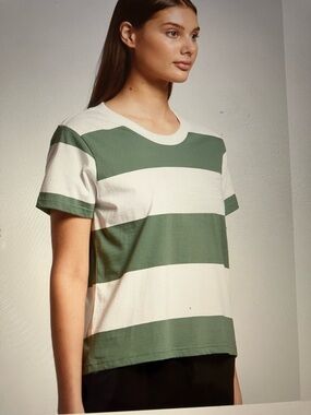 Maurice’s Striped Green and White Crewneck Tee 24/7